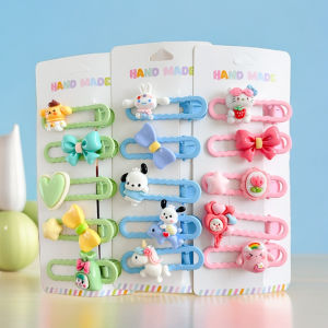 5 ชิ้น/เซ็ตหวาน Sanrio การ์ตูน Hello Kitty Kuromi My Melody Cinnamoroll อุปกรณ์เสริมผมสําหรับสาวเด็กน่ารัก Hairpins เด็ก Headdress