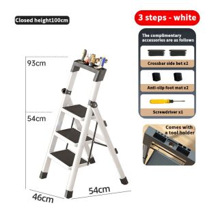 MACCHITO Household Indoor Folding Ladder Thickened Steel Pipe Herringbone Ladder Indoor Outdoor Antislip Pedal Portable Ladder