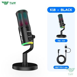 TNW K18 USB Condenser Microphone RGB Gaming Mic Noise Canceling For Phone PC videoke Live Streaming