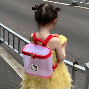 8GJGR Cartoon Childrens Swimming Bag Cute Kitty Transparent Beach Backpack Kawaii Waterproof Toiletry Storage Bag Kids