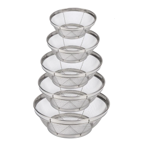 Dụng cụ lọc dạng lưới mảnh bằng thép không gỉ colander để thoát nước gạo và Quinoa tiết kiệm không gian nhà bếp sàng