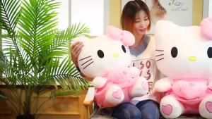 25/100cm Genuine Love Hello Stuffed Toys Cute Cat Item Sale Big Size Doll Kt Cat Plush Toy Sleeping Pillow Birthday Present For Girlfriend Girl