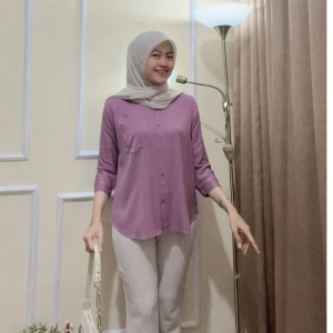 kemeja wanita terbaru 2024 daily top bluse rayon polos wanita jumbo ld 140