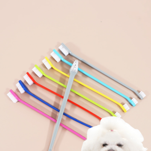 NAELIN 1pc Double-headed Dog Toothbrush Nontoxic Soft Tooth Finger Brush Multi-angle Pet Cleaning Tool