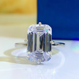 Kim Cương Tương Tự Nhẫn Cưới Nữ Bằng Bạc Thật 925 Thật Thanh Lịch Moissanite Trang Sức Mỹ 8X12Mm Kỷ Niệm Sinh Nhật AAA CZ
