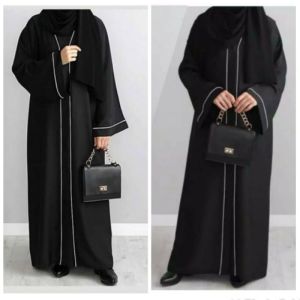 Gamis Abaya Turkey Dress Turki Baju Muslim Wanita Arab Dubai Liftah 022 List Putih Simple Busui Dewasa Warna Hitam Jetblack Bordir Terbaru 2022 Viral Kekinian Simple Elegan Mewah YM deFashion