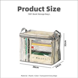 Johor Seller | Book Storage Bag with Zipper Handle Transparent PVC Portable Book Toy Organizer