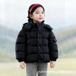LUQUTCR Winter New Childrens down Jacket Boys and Girls Thickened Warm Hooded Childrens Bread Clothing Jacket