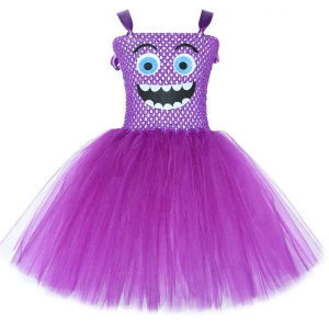 11.11 Rich Purple Character Flowy Mesh Costume Breathable Sleeveless Attire for Toddler Halloween Carnival Themed Birthday Role Play h2610