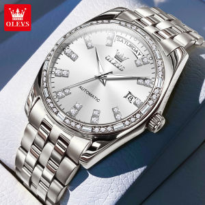 OLEVS watch for men original swiss top grade gold fully automatic relo for men waterproof dual calendar luminous diamond dial design accurate timekeeping Men Mechanical Watch