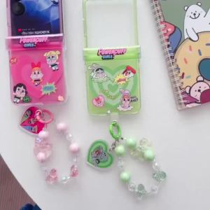 For 2025 Samsung Z Flip 7 6 5 4 3 Case Folding screen mobile phone case Painted cartoon cute crying baby powerpuff girls labubu three-piece PC hard case