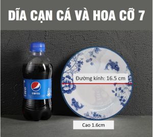 DĨA TRÒN CẠN HỌA TIẾT CÁ VÀ HOA – ĐỦ SIZE (CỠ 6789)