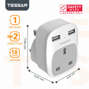 TESSAN USB Power Adapter Wall Charger Extension Multi Plug Adaptor with USB 13A 3250W USB Charger USB Adapter Wall Socket Power Strip 3 Pin UK Power Socket Extension for Home Office Kitchen