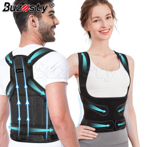 Buzesty Premium Adjustable Back Brace Posture Corrector for Women and Men - Effective Straightener for Scoliosis Hunchback Correction Lower Back Pain Relief Spine Alignment and Posture Training