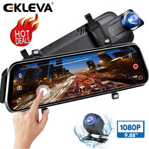 EKLEVA Mirror Dash Cam Backup Camera 9.66 Full Touch Screen Stream Media Dual Lens Full HD Reverse Camera1080P 170° Full HD Front 1080P And 140° Wide Angle Full HD Rear View Camera 24-Hour Parking Pre-Sale