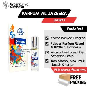 Parfum Al Jazeera SPORTY Laki BPOM Non Alkohol 6ml Roll on Minyak Wangi Arab Untuk Aktifitas Harian