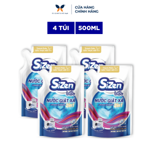 Combo 4 Túi Nước Giặt Xả Sizen 500ml - Đậm đặc lưu hương nước hoa lâu Chống ẩm mốc Không gây kích ứng da Làm sạch vải