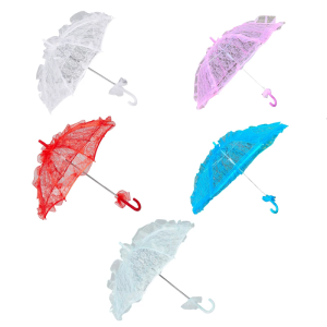 Stylish Women Lace Parasol Sun Protective Parasol with Flower Lace Pattern for Various Formal Occasion Photo Accessory