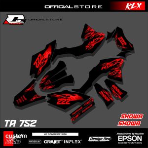 Striping Sticker Variasi Motor KLX BF Stiker List Fullbody (TA752)Satu Set Kanan Kiri Motif Api Keren