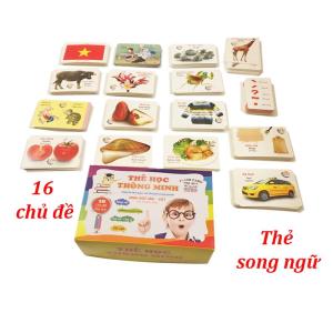 Thẻ học thông minh 16 chủ đề phiên bản đủ đồ chơi thẻ học song ngữ Anh Việt giáo dục cho bé