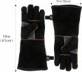 Extreme Heat & Fire Resistant Gloves Leather with Kevlar Stitching,Mitts Perfect for Fireplace, Stove, Oven, Grill, Welding, BBQ, Mig, Pot Holder, Animal Handling. 
