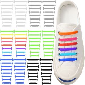 YUNAFIN 16pcs Dễ dàng Giày hội đồng quản trị Không mệt mỏi Dây buộc trẻ em Đàn ông Căng ra Không ràng buộc Dây giày Silicone đàn hồi