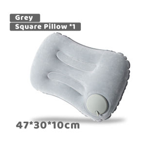 Ultralight Inflatable Travel Pillow - Grey Square Shape with Hand Press Inflation - Lumbar and Neck