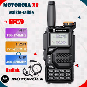 【Free earphones】Motorola X8 Walkie-talkies 10 Watts High-Power 5500mAh 200 Channel 65-620 MhZ walkie talkie long range U/V Dual Band Two Way Radio Outdoor motorola walkie talkie