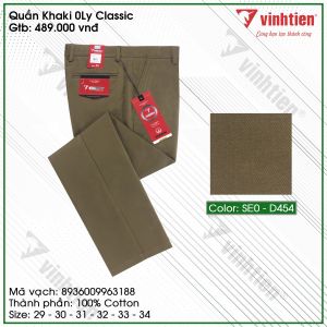 Quần Kaki 100% Cotton 0Ly Trung Niên Vĩnh Tiến Trơn Cao Cấp Màu G454