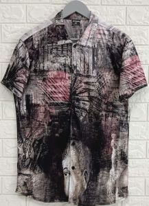 Kemeja Pria/Wanit Lengan Pendek | SPOON | Motif - Dark Abstract