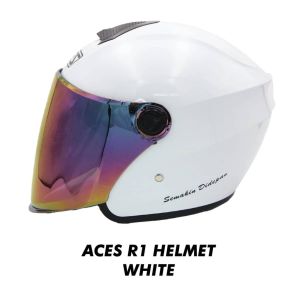 ACES R1 - Topi Keledar Terbuka/ Open Face Helmet With  Clear/Smoke/Rainbow/Revo Blue Purple Visor- NEW COLORS &READY STOCK!!! SIRIM APPROVED