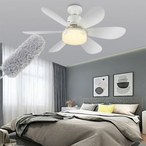 EASYTREND Remote Control Ceiling Fan Light 2 in 1 3 Gears Stepless Dimming Electric Cordless Fan Simple Wind Speed Adjustable Ceiling Lamp Small Rooms