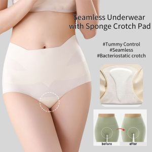 NCUMBE แผ่นรองเป้าฟองน้ำ กางเกงในป้องกันความอับอาย ไร้รอยต่อไร้รอยต่อ เอวกลางเอว กางเกงกีฬาโยคะ นุ่มนุ่มๆ กางเกงในขาสั้น ชุดชั้นในที่มองไม่เห็นออกกำลังกาย สำหรับผู้หญิง