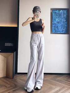 Ice Silk Micro Flared Pants Women Summer Thin 2025 New casual slimming yoga sun protection quick-dry sports pants