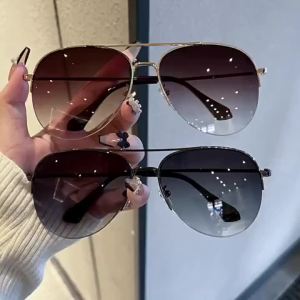 [ Within a Week 1400+ People List ] Mens Large Face Half-Frame UV Protection Sunglasses Fashion Glasses Driving Korean Style Sunglasses Women Trendy New Ultra-Light