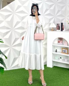 { READY STOCK } Naya Midi dress Bahan Polo Linen Premium / Tunik Wanita Lebaran Terbaru 2023