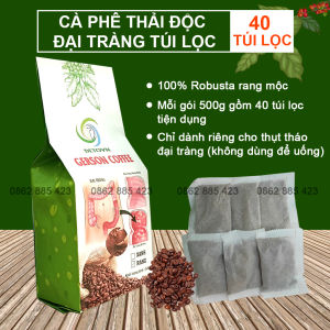 Cà phê thải độc đại tràng túi lọc rang mộc cà phê chuyên dùng thải độc đại tràng (Gói 500g gồm 40 túi lọc) giảm táo bón thải độc gan