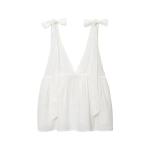 Bộ đồ nữ thời trang HH trang trí nơ bộ đồ liền thân cổ V không tay + quần shortcó túi bên hông và thắt lưng co giãn