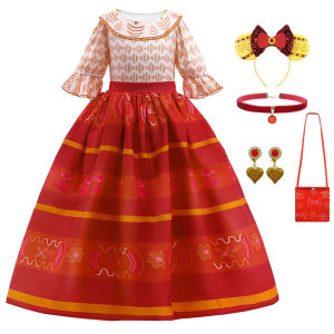 Encanto Girls Dolores Cosplay Princess Dress Children Mirabel Costume Dress Up Clothes Carnival Party Halloween Madrigal Vestido