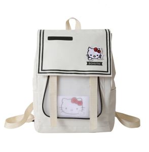 Tas Ransel Wanita Import Bahan Kanvas Backpack Cewek Tas Pungung Cewek Black dan Beige 223952 2395