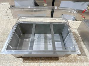 thùng đá inox kèm nắp mica làm mát khay topping loại 1/6 hoặc 1/9