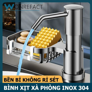 Bình Xịt Xà Phòng Inox 304 Kèm Kệ Để Đồ Bồn Rửa Chén Xoay 360 Độ - Ống Dẫn Silicon 100cm Van Trọng Lực Chống Nghẽn Bộ Dụng Cụ Đựng Nước Rửa Bát Gắn Chậu Rửa Bát Cao Cấp Lắp Đặt Nhanh Không Cần Dụng Cụ Phụ Kiện Nhà Bếp Đa Năng Tiện Lợi Hiện Đại