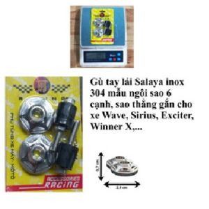 Gù tay lái Salaya mẫu ngôi sao 6 cạnh sao thẳng inox 304 gắn Wave Sirius Exciter Winner X... (MS04)