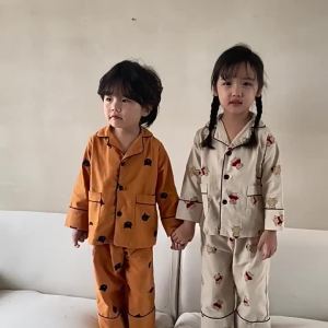 2026 New Kids Boys Girls Pajama Sets Cartoon Print Long Sleeve Cute T-Shirt Tops with Pants Toddler Baby Autumn Sleeping Clothes2026