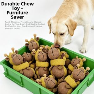 CHIC HUT Interactive Dog Plush Chew Toy Bite-Resistant Long Strip Giraffe Puppy Toy Non-Toxic Animal Shaped Squeaky Dog Toy Pets Entertainment