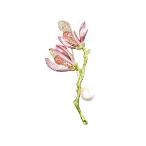 Sophisticated Magnolia Cluster Brooch Alloy Collar Pin Accessory For Blazers Jackets Evening Gowns Secure Fastening