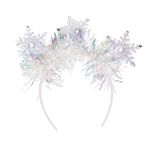 Snowflake Headband White Glittering Rhinestones Hair Accessory for Women and Girls for Christmas and Winter Event