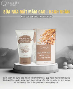 Sửa rửa mặt mầm gạo hạnh nhân QUEENIE SKIN không tạo bọt  có hạt cà phê hạnh nhân massage Natural Whitening Cleanser làm sạch dịu nhẹ sáng 120ml - Pupiha