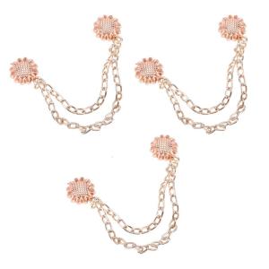 3 Pcs Pants Clips Flowers Magnetic Clothing Clips Adjustable Magnetic Buckles with Chain for Clothing Decoration