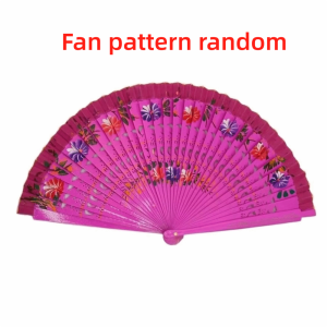 Q-1151 STORE Hollow Out Design Wooden Folding Fan Folding Mechanism Painted Surface Double Sided Fan Classical Style Double Sided Painted Fan Wedding Favors